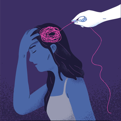 Sad girl getting sadness removed
